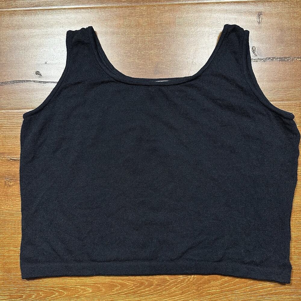 St John Crop Tank Top Womens L Black Knit Textured Elevated Luxury Designer City
